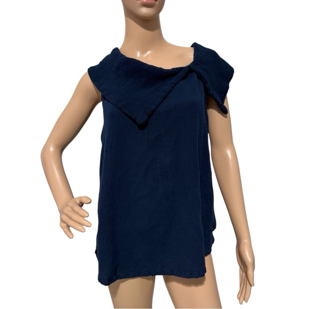 Oh My Gauze! Navy Lagenlook Sleeveless Blouse Size L